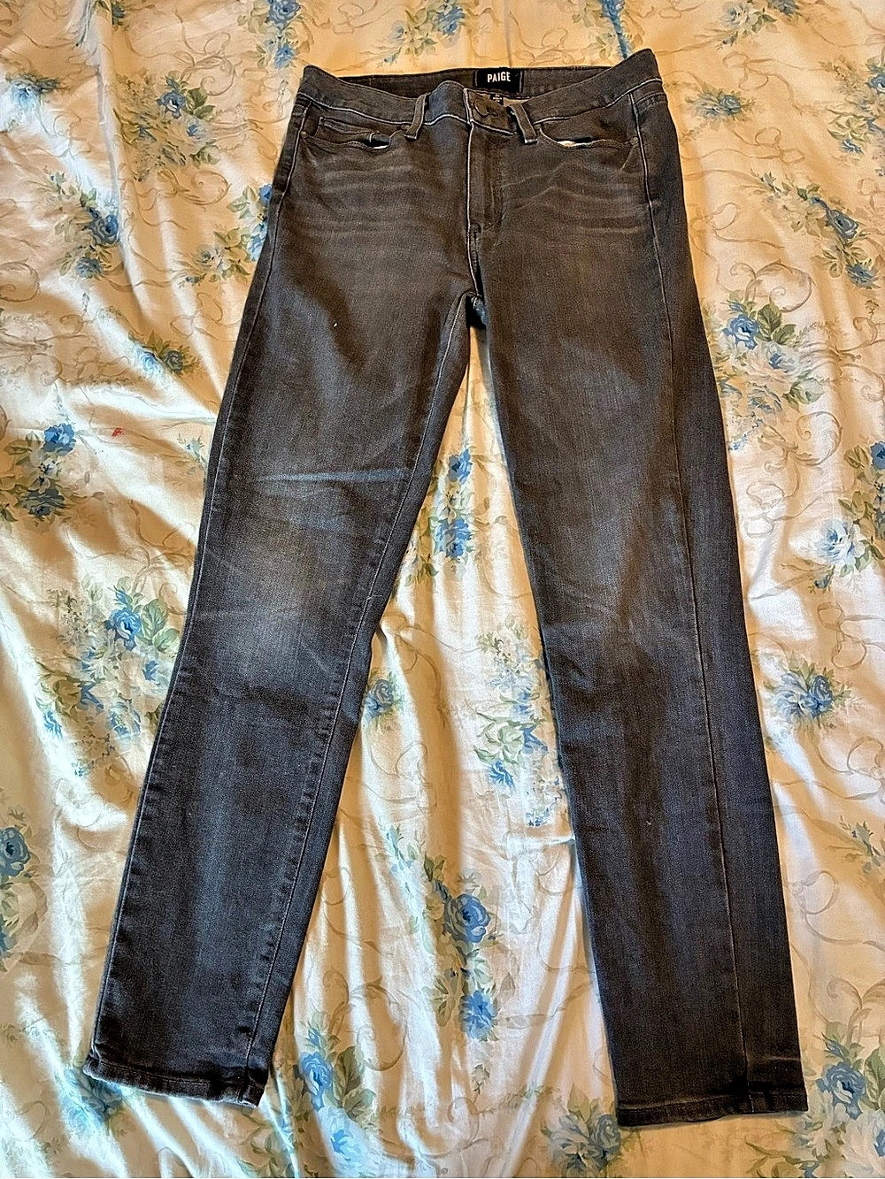 Paige Hoxton Rayon/Cotton Blend Ankle Jeans Gray Waist 29